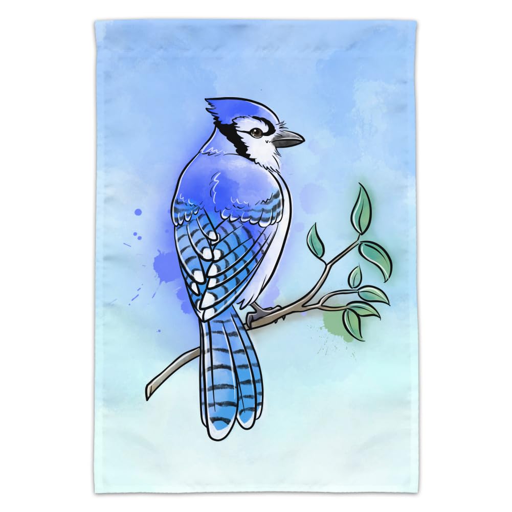 Blue Jay Watercolor Art - Northeastern Bird Garden & Yard Flag for Outdoor Decoration, Seasonal Home Decor, and Backyard Landscaping