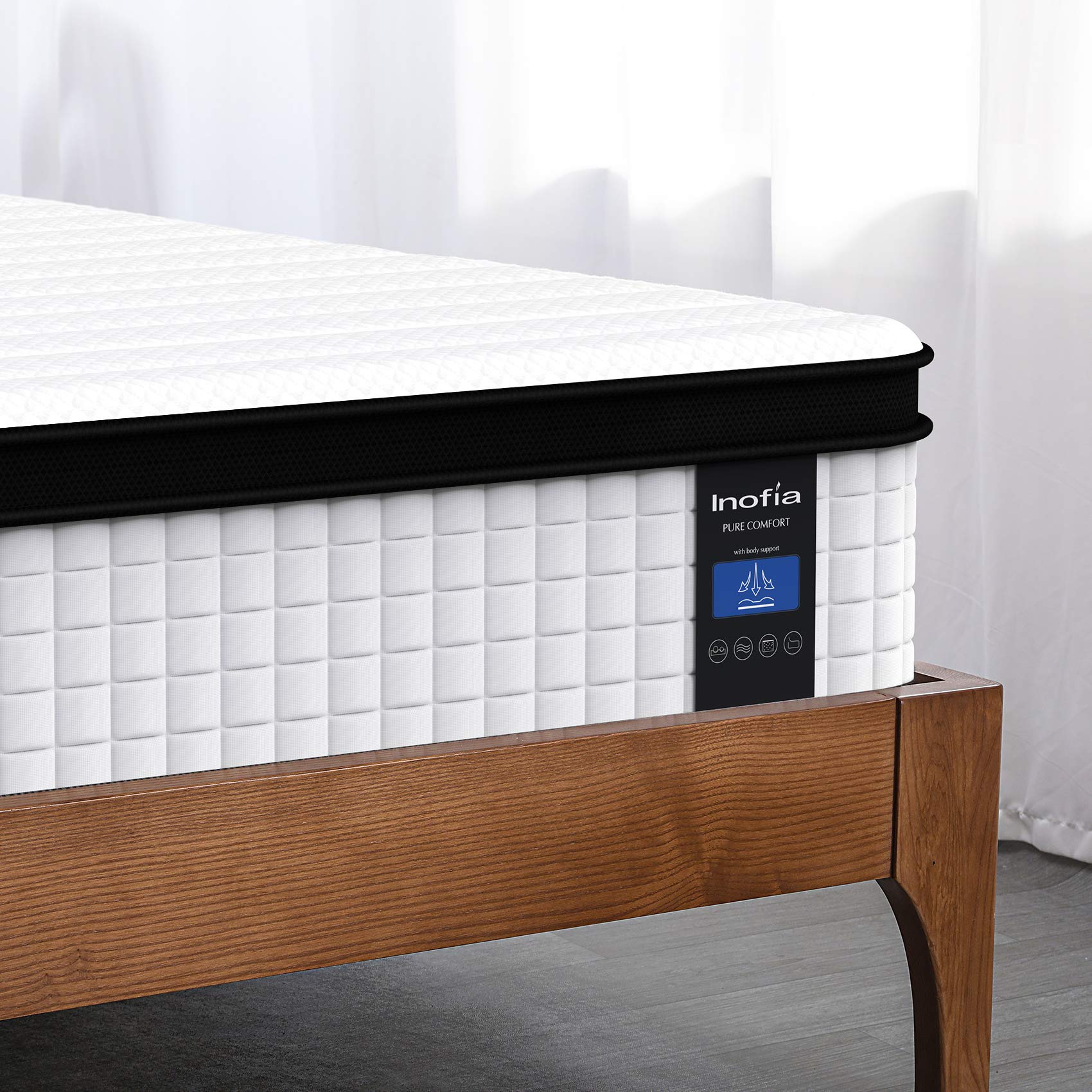 Inofia 12 Inch Full Size Hybrid Mattress - Medium Firm Innerspring & Foam Mattress in a Box for Back Support & Pressure Relief - Perfect for Guest Rooms, Dorms & Small Bedrooms