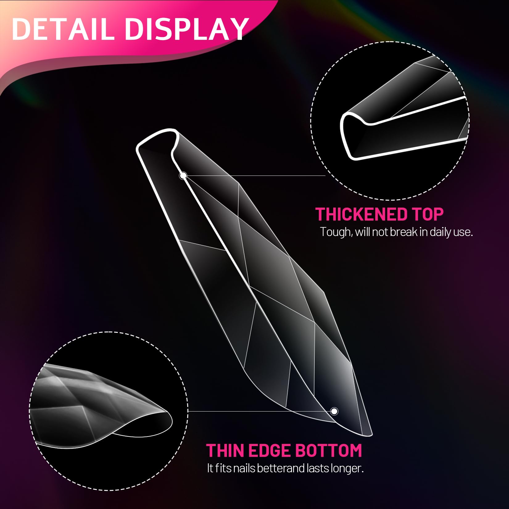 Ranrose 120PCS 3D Diamond Coffin Nail Tips - Medium Length Clear Acrylic Press On Fake Nails with Glitter Designs for Nail Extension, Salon & DIY | Perfect for Parties, Weddings & Special Occasions