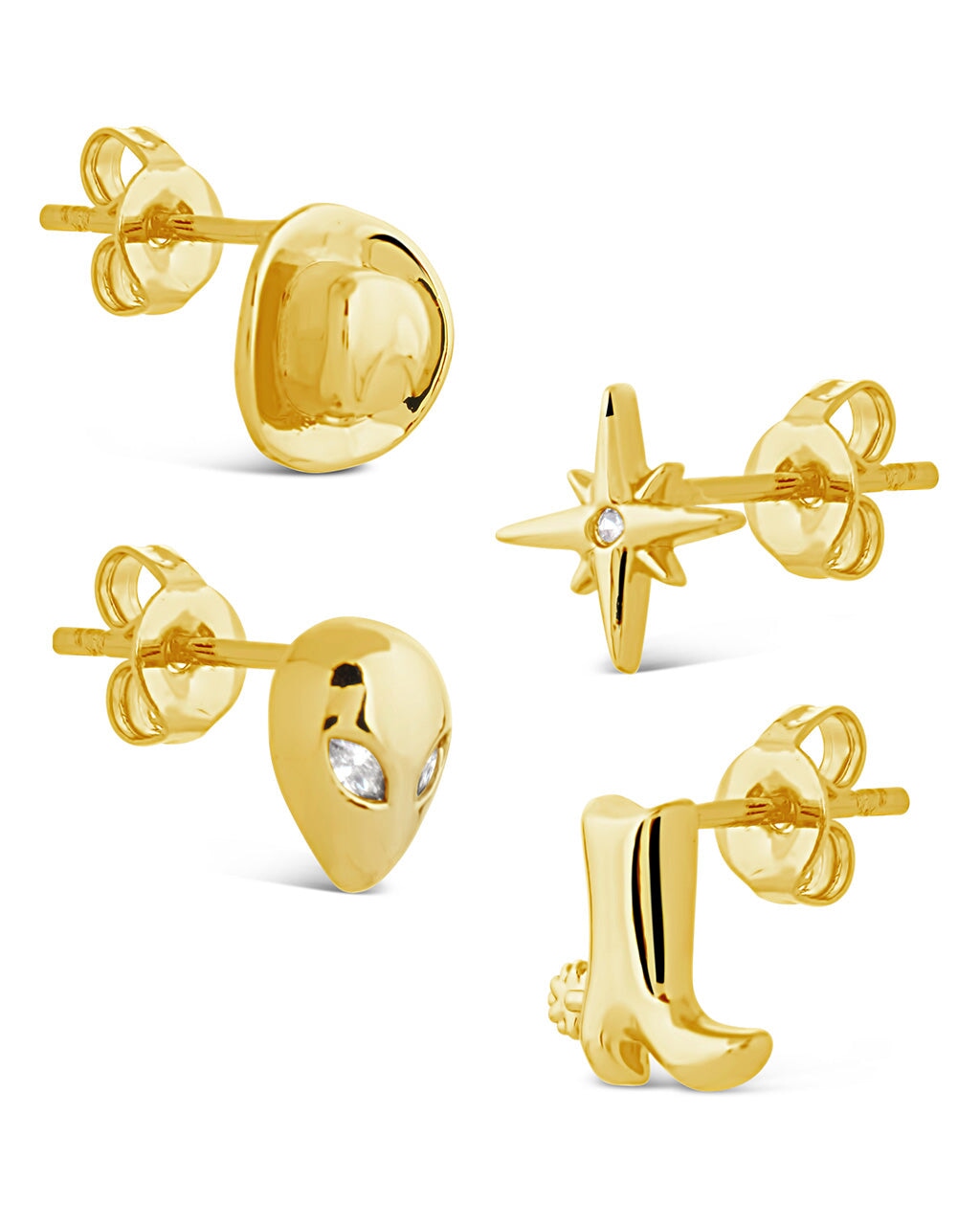 Space Cowgirl CZ Mismatched Stud Earrings - Trendy Cubic Zirconia Earrings for Women | Perfect for Western Fashion, Boho Style & Everyday Wear