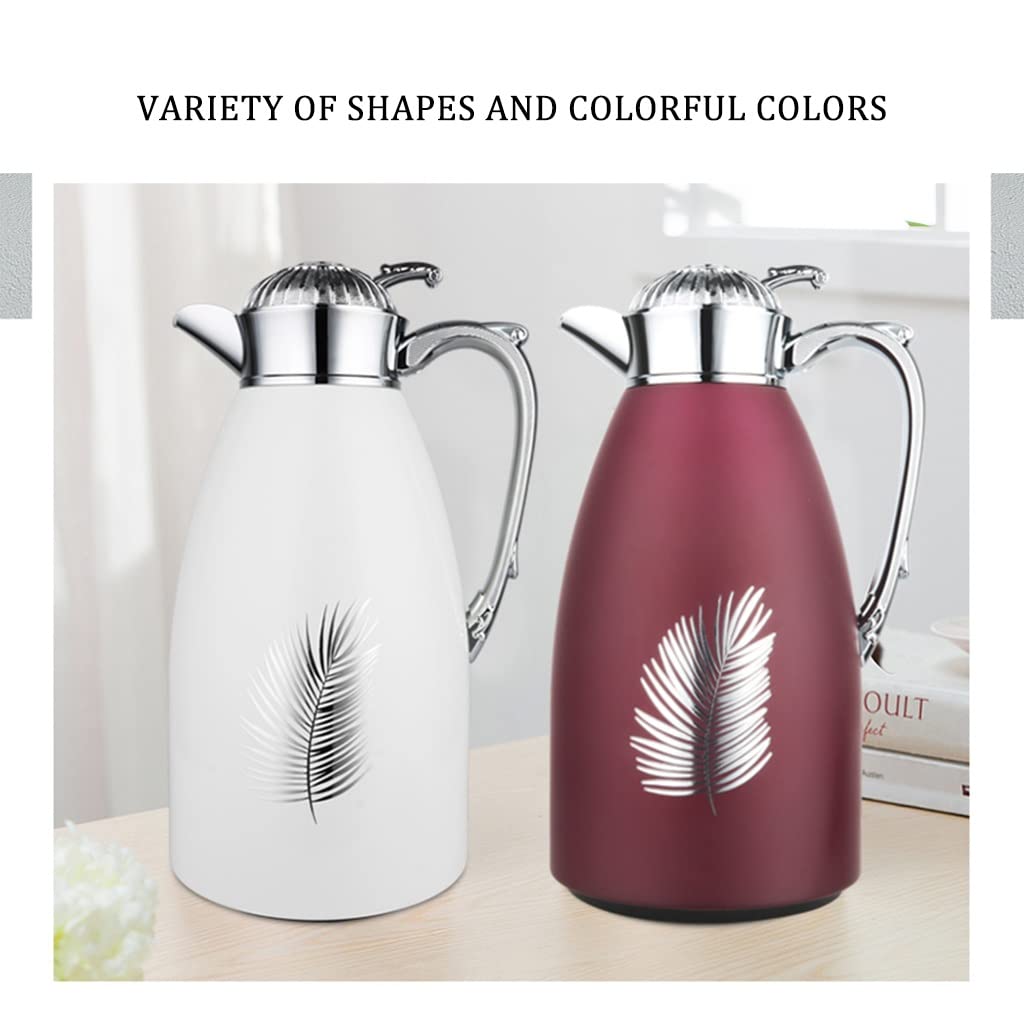Premium Glass-Lined Double-Walled Thermal Carafe - 56oz Large Insulated Vacuum Flask for Coffee & Tea - 24-Hour Heat Retention - Green - Perfect for Home, Office & Outdoor Use