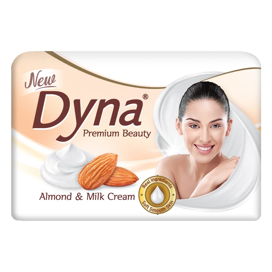 **Premium Dyna Milk Cream & Almond Oil Extracts Bathing Soap - 100g x 5 Bars (76% TFM, Grade 1) - Moisturizing & Nourishing for Dry & Sensitive Skin - Perfect for Daily Bath & Relaxation**