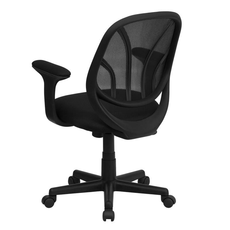 FLASH Y GO Mid Back Black Mesh Swivel Task Office Chair - Ergonomic Desk Chair for Home & Office Use, Comfortable Computer Chair for Long Hours Sitting