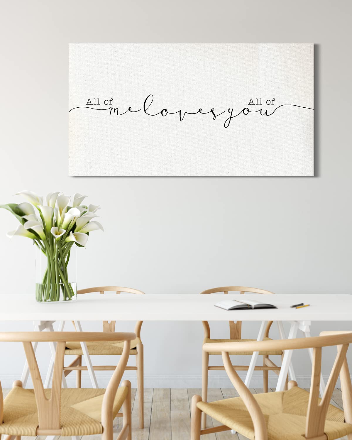 All of Me Loves All of You - Minimalist Canvas Wall Art for Master Bedroom - Romantic Couples Decor - 60x30 Ready to Hang - Perfect Wedding & Anniversary Gift - Ideal for Bedroom, Living Room & Home Decor