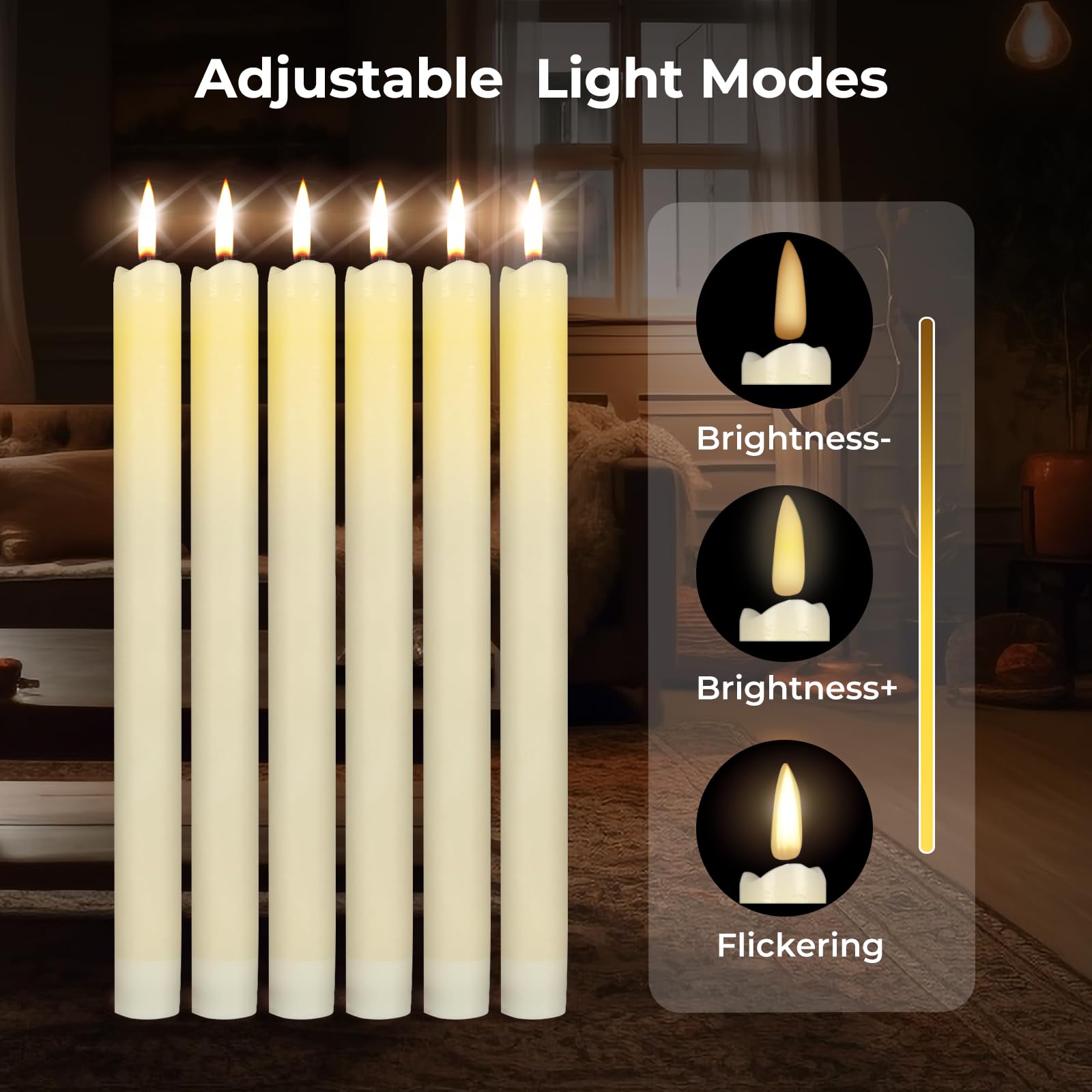 Flameless LED Candles with Remote - 6 Pack Battery Operated Taper Candles with Realistic Flickering Flame, Timer & Dimmer - Ivory Fake Candle Sticks for Wedding, Christmas, Home Decor & Party Lighting