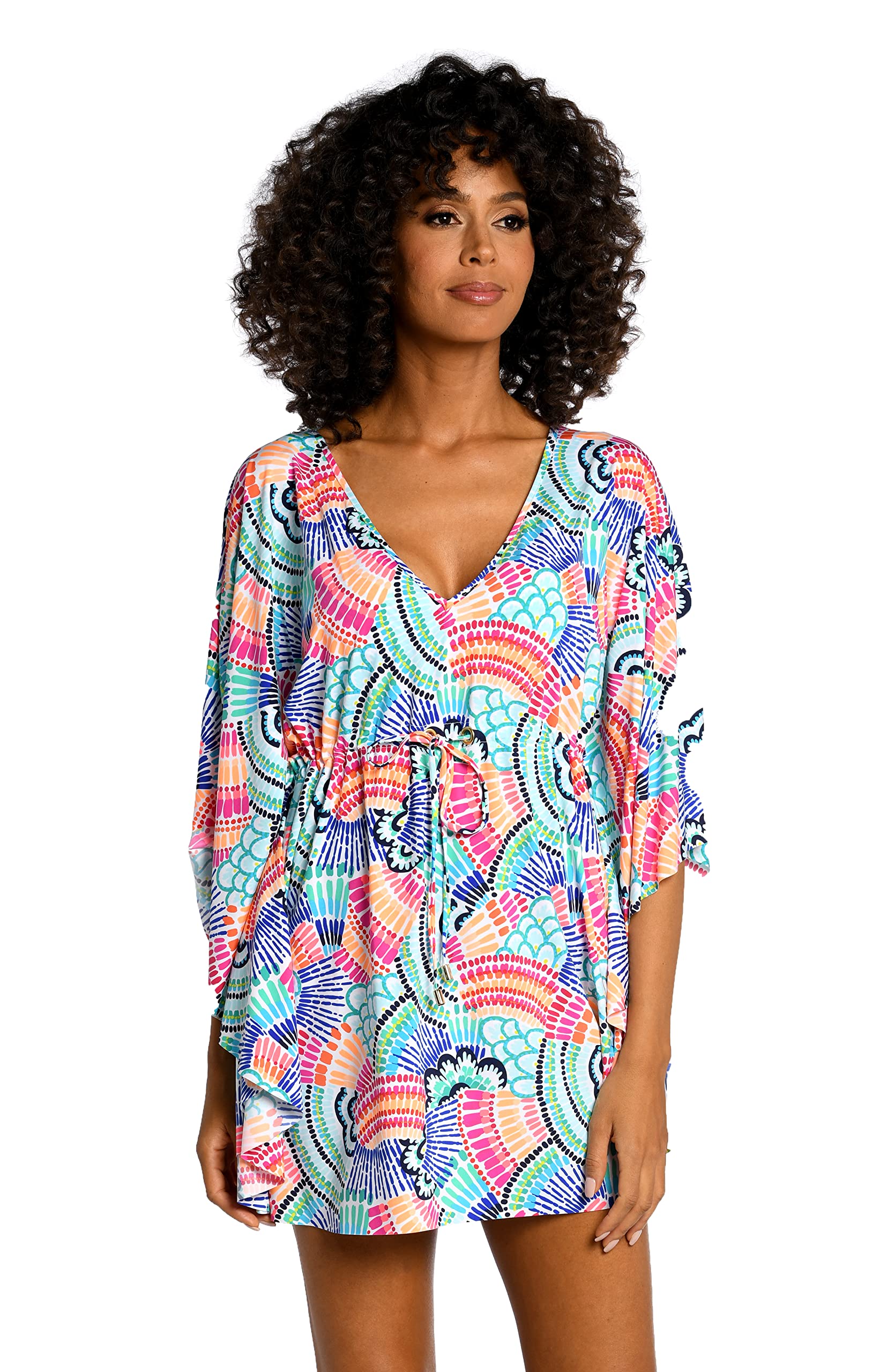 La Blanca Women's V-Neck Caftan Swimsuit Cover Up - Lightweight Beach Dress, Poolside Coverup, Summer Resort Wear for Vacation & Tropical Getaways