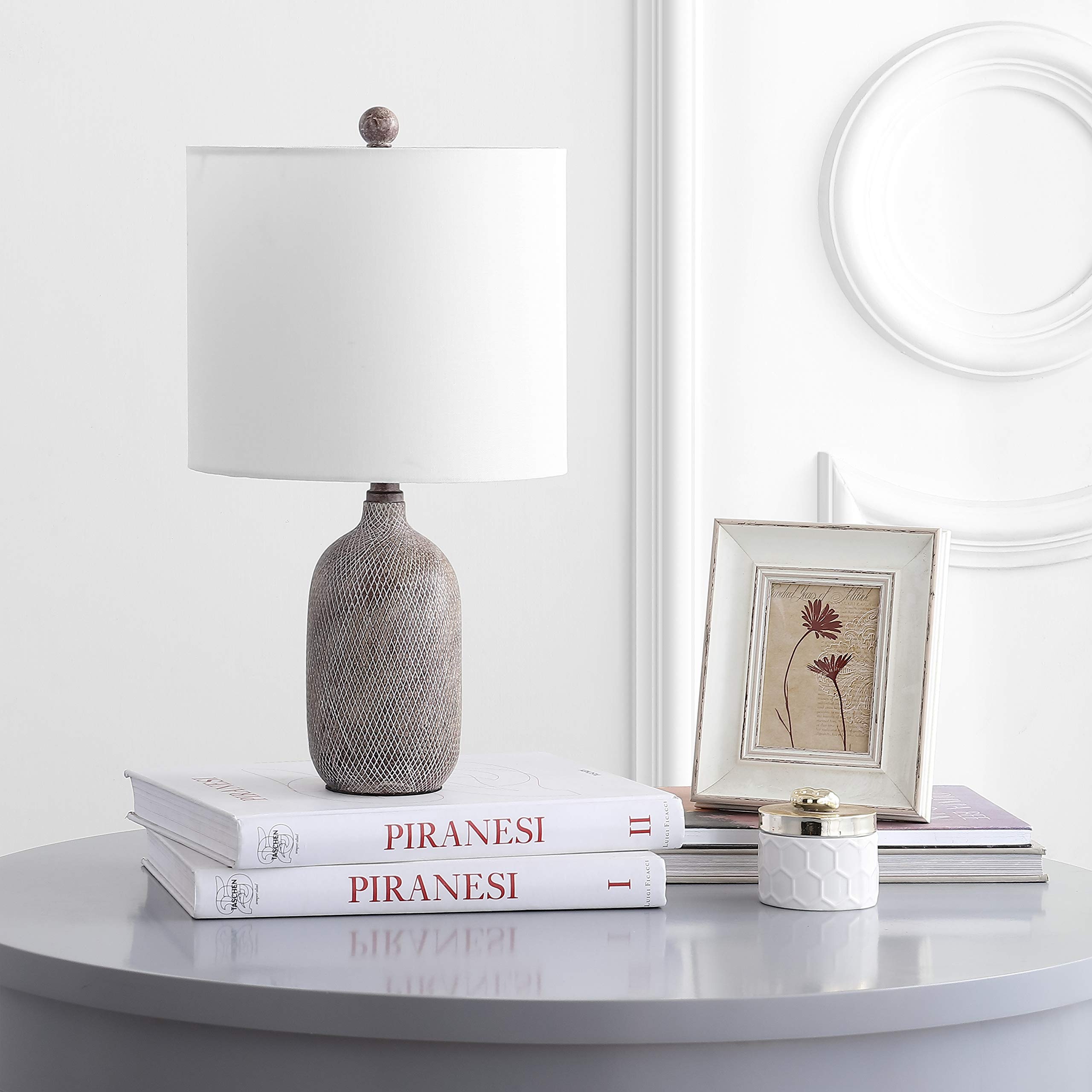 SAFAVIEH Alvaro 19-inch LED Table Lamp - Modern Grey Wash Finish for Bedroom, Living Room, Home Office & Nightstand (Bulb Included) | Perfect Reading Light & Ambient Lighting