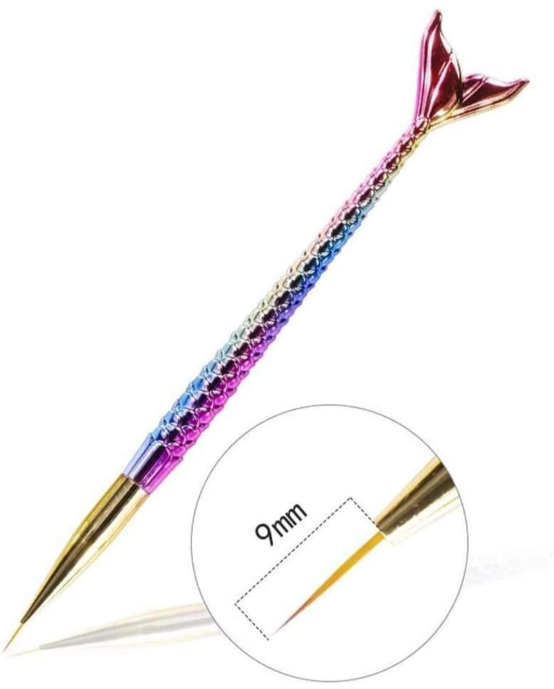 White Stripes Fishtail Nail Brush - Gradient Pen Design for Nail Art Drawing & Painting | Perfect for Salon, Home Manicure & DIY Nail Designs