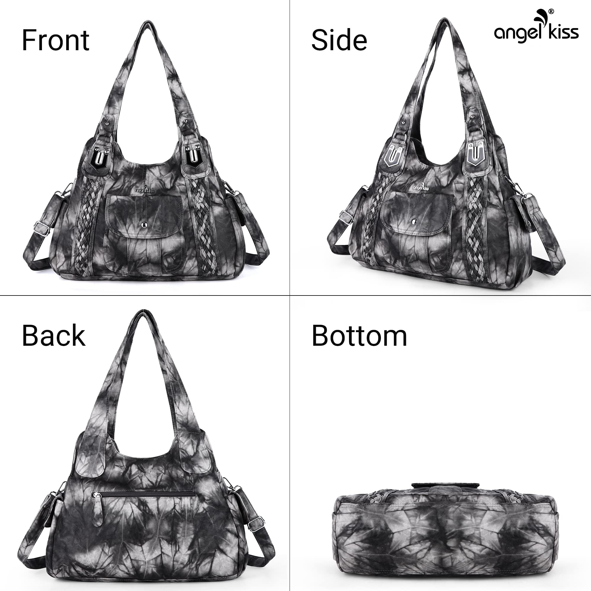 Angelkiss Women's Vegan Leather Crossbody Hobo Satchel Shoulder Tote Purse - Stylish Handbag for Work, Travel & Everyday Use