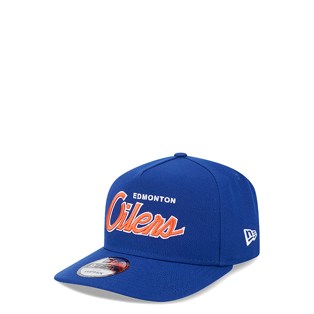 Edmonton Oilers Script 9FIFTY Snapback Cap by New Era - Official NHL Hockey Hat for Men & Women - Perfect for Games, Sports Events & Streetwear Fashion