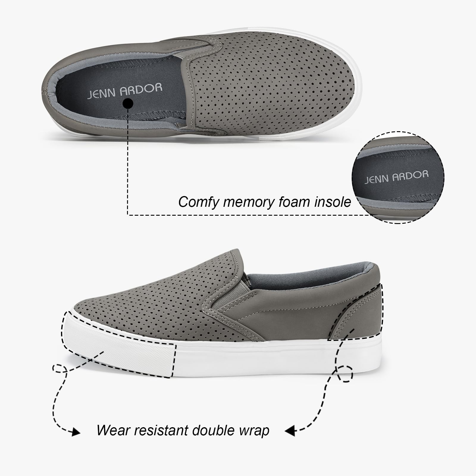 **JENN ARDOR Women's Slip-On Sneakers - Comfortable Memory Foam Loafers for Walking, Casual & Fashion | Perfect for Work, Travel & Everyday Wear**