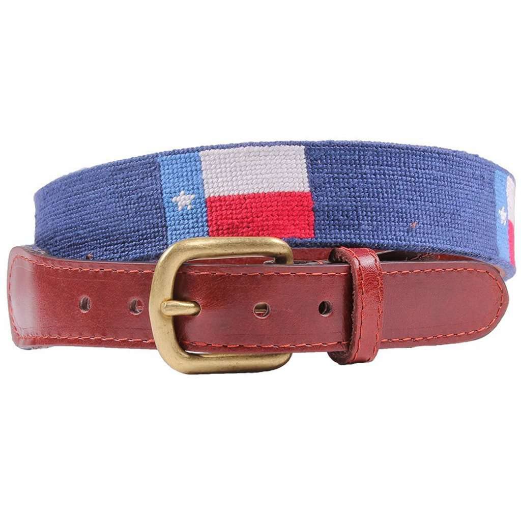 Premium Texas Flag Needlepoint Belt in Blue by Smathers & Branson - Stylish Southern Accessory for Men, Perfect for Casual Wear, Western Events & Patriotic Occasions