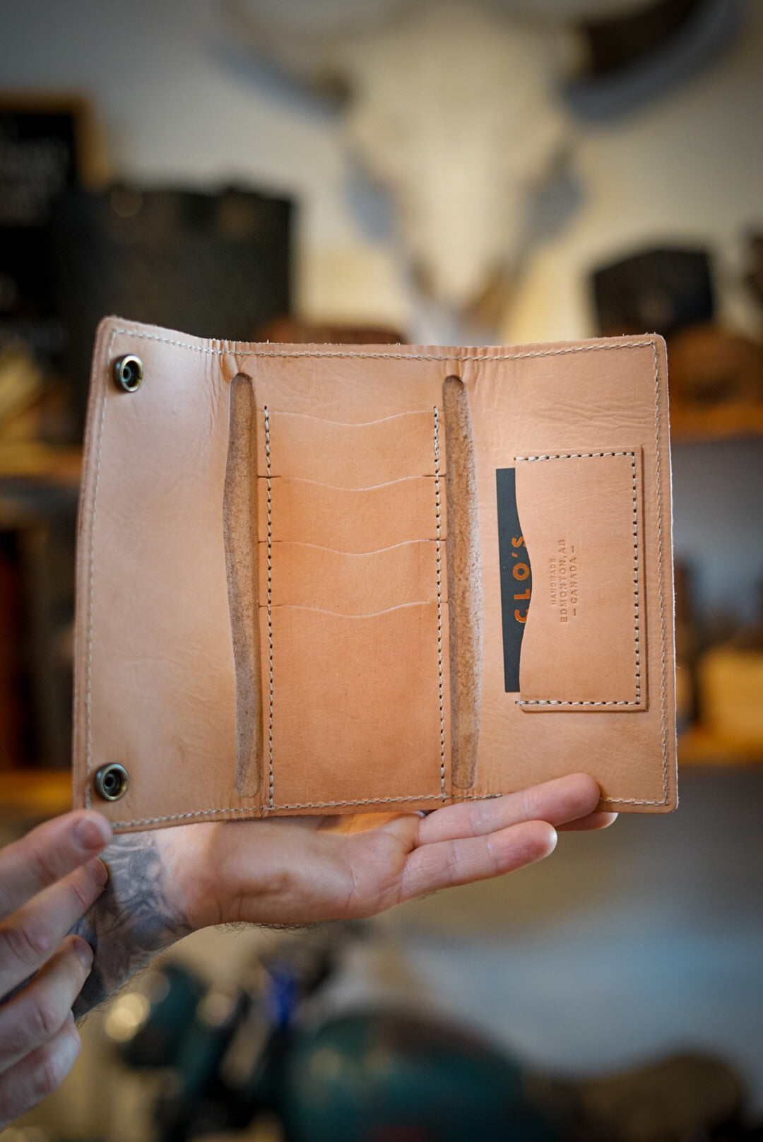 Premium Trifold Long Leather Wallet for Men - Genuine Natural Vegetable Tanned - Perfect for Everyday Carry, Business & Travel