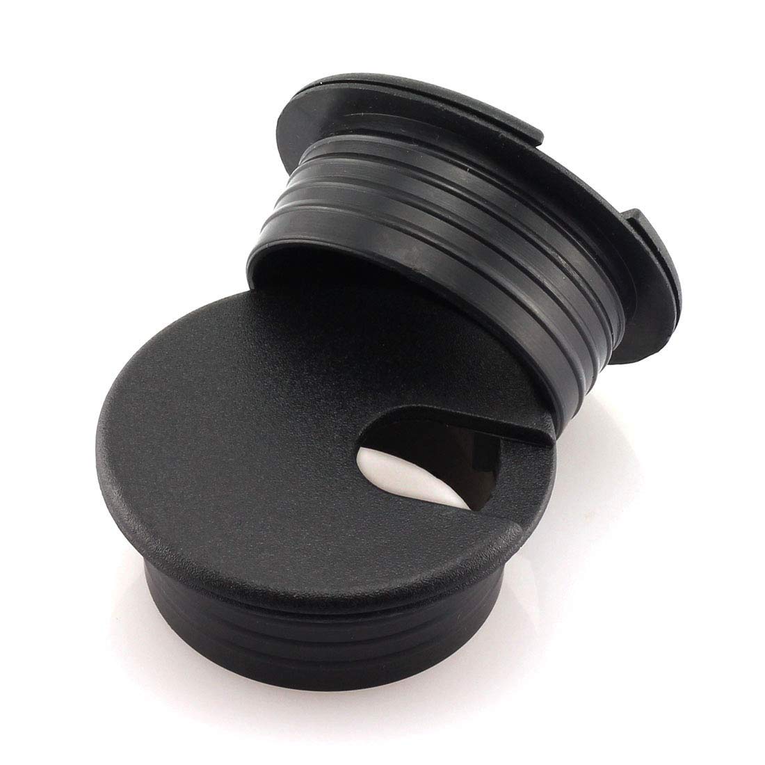 HJ Garden 2-Pack 1.5 Inch Black Plastic Desk Cable Grommet Hole Cover - Wire Cord Organizer for Office PC Desk, Home & Workspace Cable Management