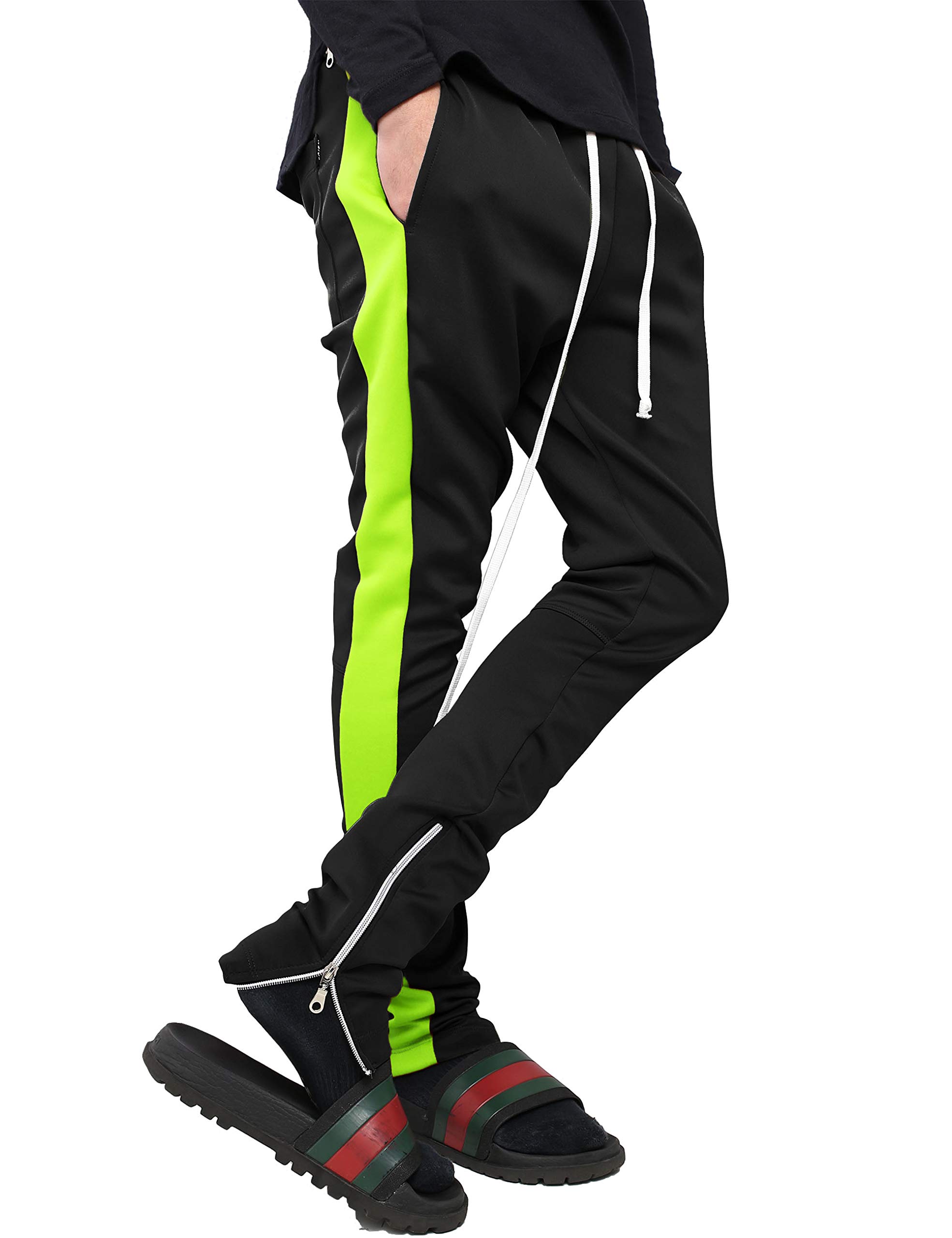 Men's Slim Fit Striped Jogger Pants - Stretch Elastic Track Pants for Running, Gym & Casual Wear
