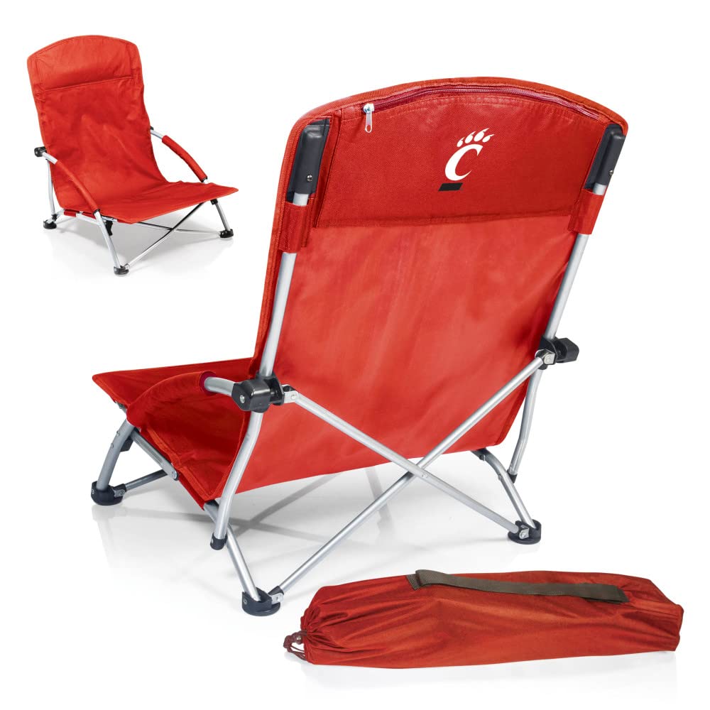 PICNIC TIME NCAA Tranquility Beach Chair with Carry Bag - Portable Low Profile Beach Chair for Adults - Lightweight Folding Lawn Chair for Relaxing at Beach, Pool, Camping & Backyard