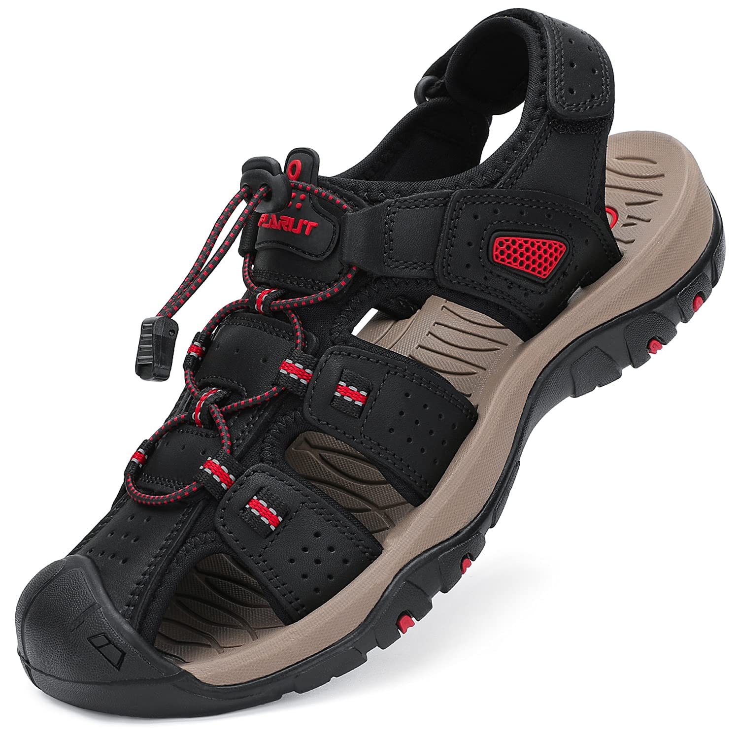 FLARUT Men's Sport Sandals - Outdoor Hiking Sandals with Closed Toe, Lightweight Leather Athletic Shoes for Trail Walking, Water Activities & Casual Wear | Perfect for Beach, Camping and Summer Adventures