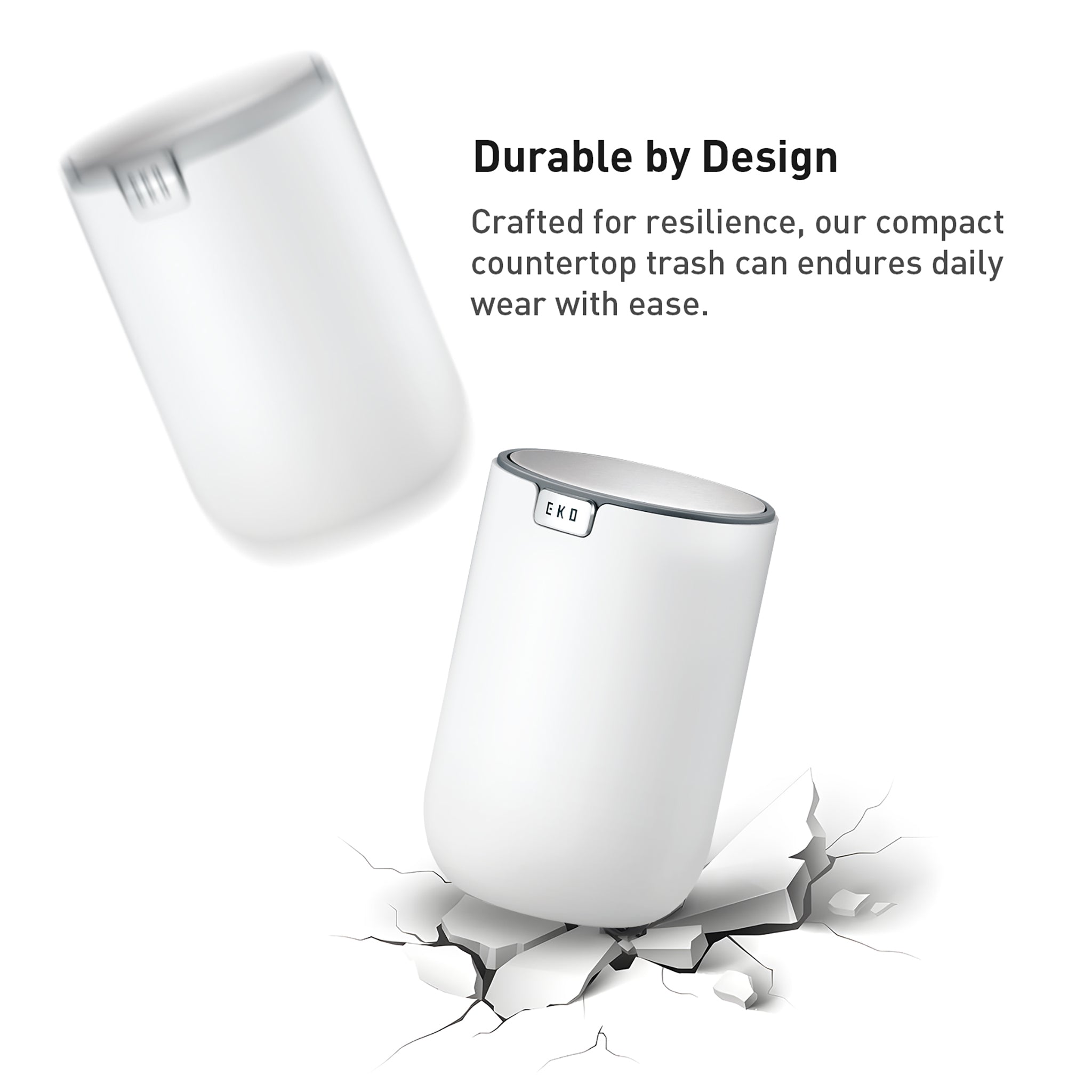 Fandy Table Bin with Swing Top Lid - 1.5L/0.4 Gal White Kitchen Trash Can for Countertop, Office, Bathroom & Bedroom Waste Disposal