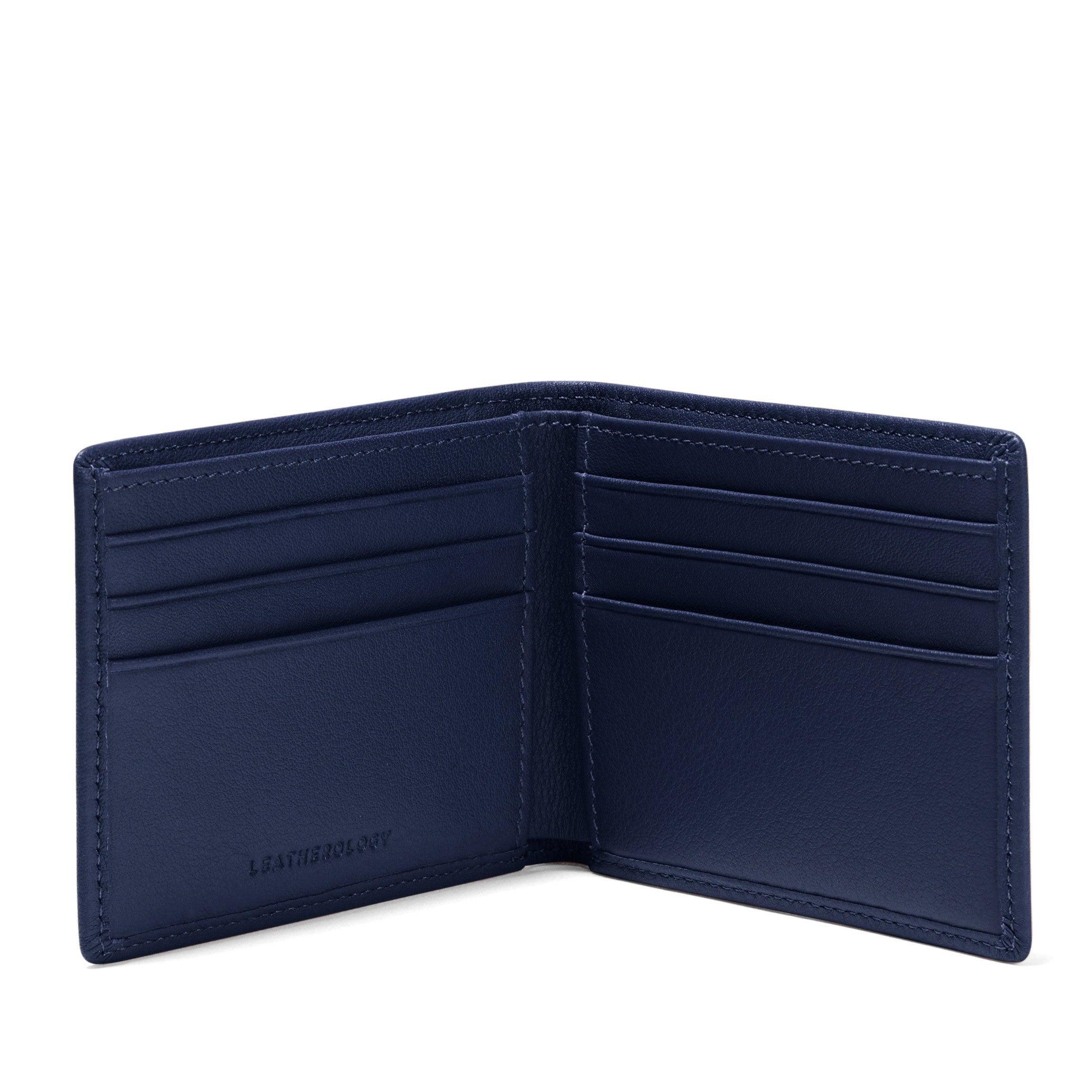 Slim Bifold Wallet for Men - Navy Blue Genuine Leather RFID Blocking Minimalist Wallet - Perfect for Everyday Carry, Travel & Business