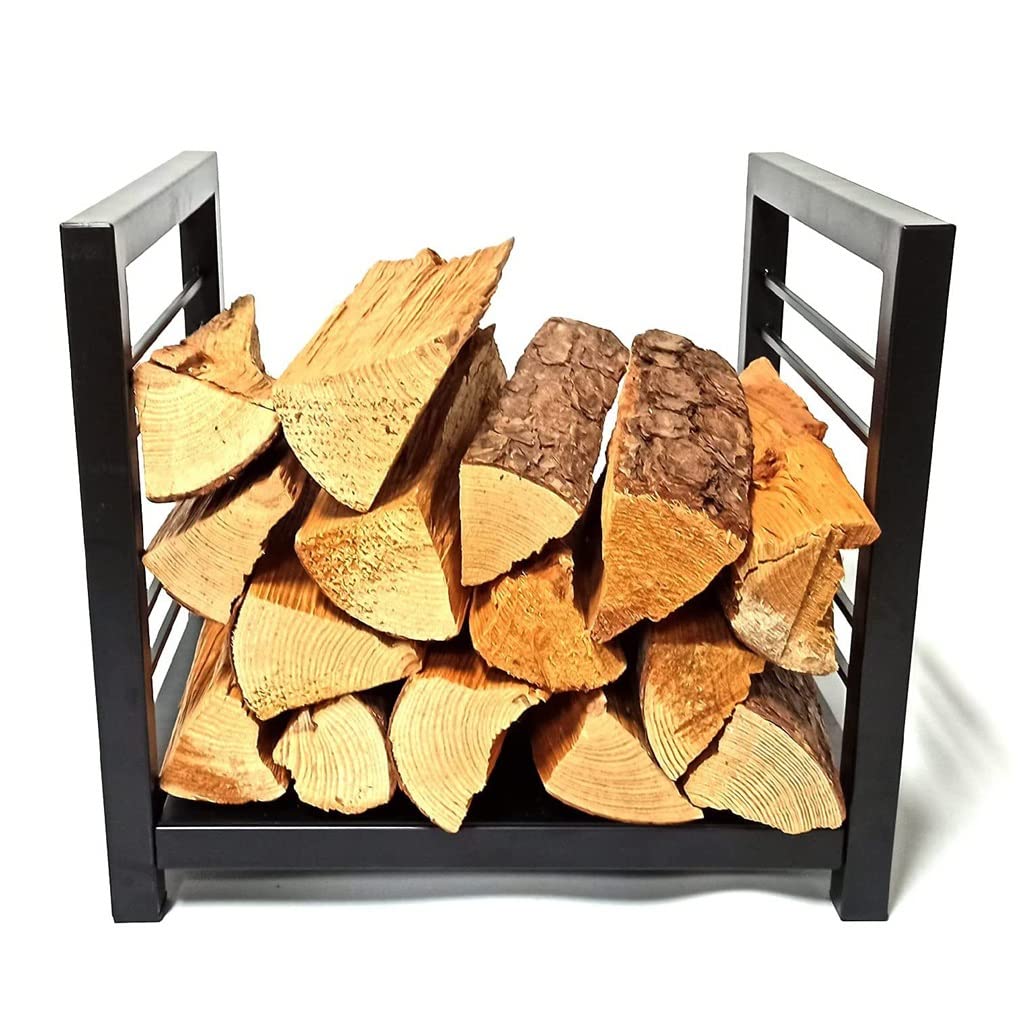 Modern Minimalist Metal & Wood Frame Indoor Fireplace - Durable Firewood Holder for Small Spaces | Perfect for Living Rooms, Bedrooms & Cozy Home Decor