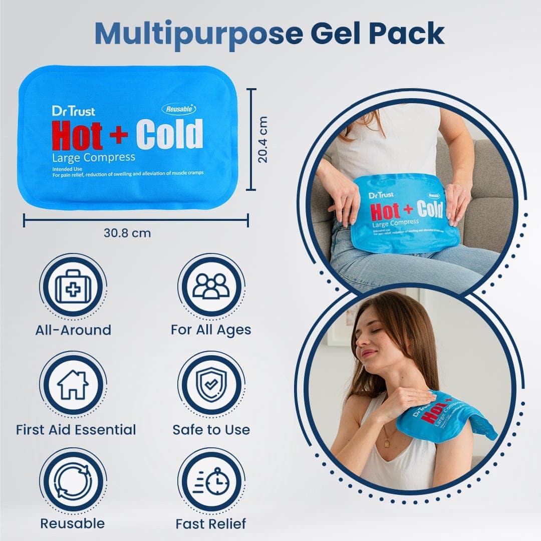 Dr Trust USA Large Hot Cold Therapy Pack for Pain Relief - Reusable Gel Ice Pack for Back, Shoulder, Knee Injuries - Perfect for Sports, Post-Surgery & Muscle Recovery