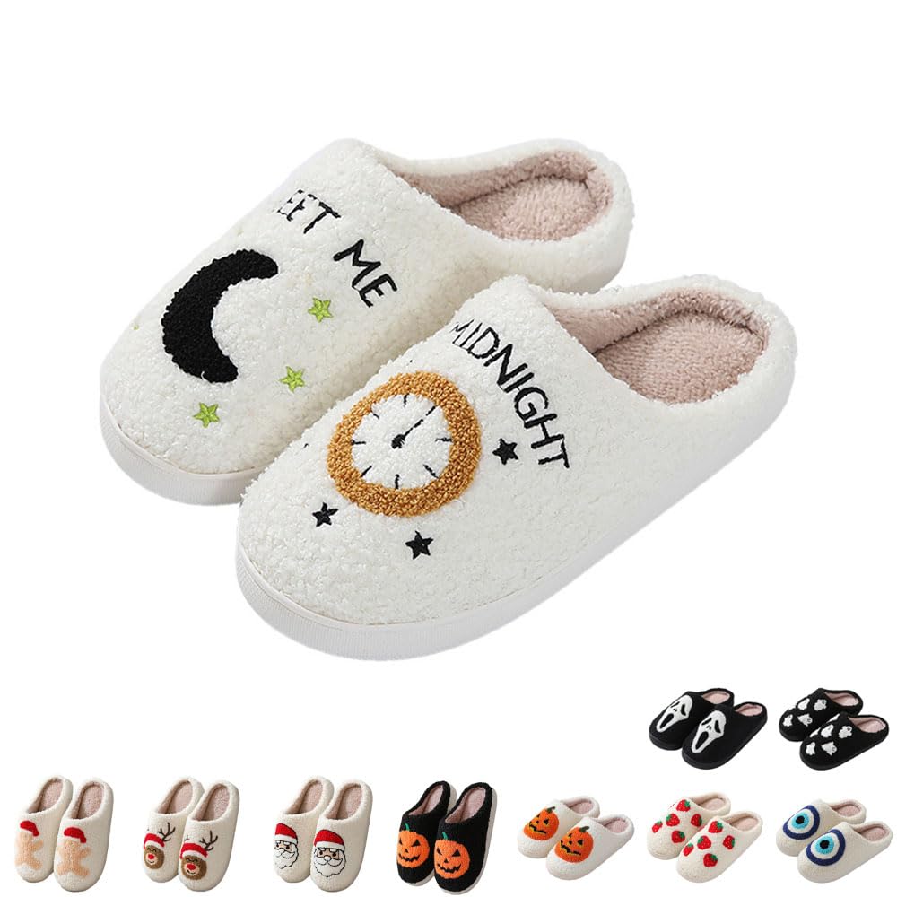 Halloween Skeleton Scream Fuzzy Slippers for Women & Men - Cozy Plush Non-Slip House Shoes - Spooky Halloween & Christmas Gift - Perfect for Costume Parties & Cozy Nights at Home