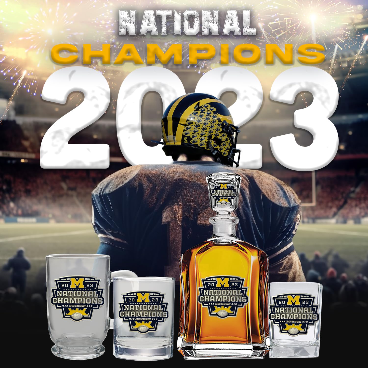 Michigan Wolverines 2023 CFP National Champions 15oz Coffee Mug - Premium Metal Pewter Alma Mater Inlay Design - Perfect for Coffee, Tea & Hot Beverages - Great Gift for Football Fans & Alumni - Ideal for Game Day, Office Use & Home Decor