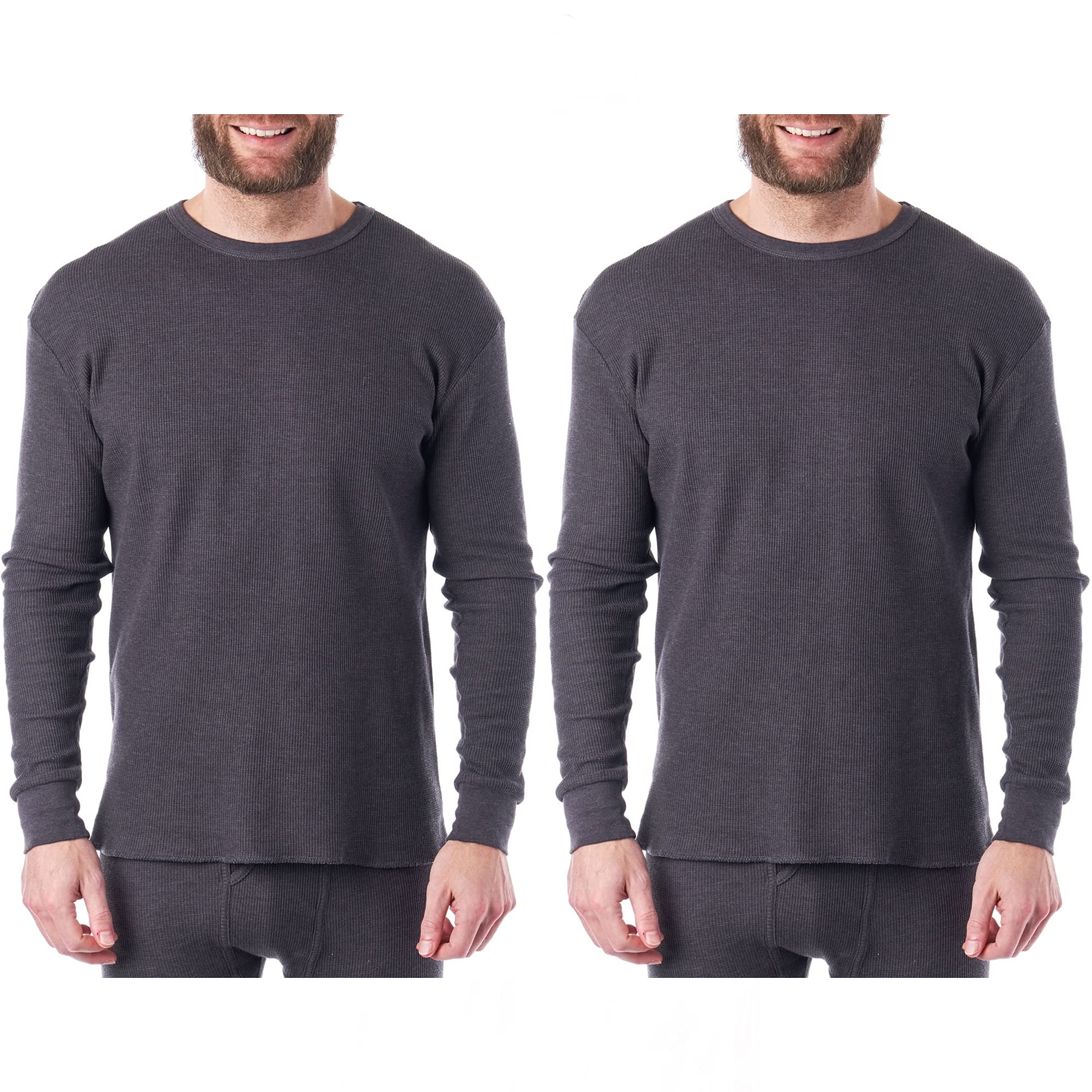 Alpine Swiss Men's Thermal Long Sleeve Crew Neck Shirt - Waffle Knit Henley Base Layer for Cold Weather - Perfect for Winter Hiking, Skiing & Outdoor Activities