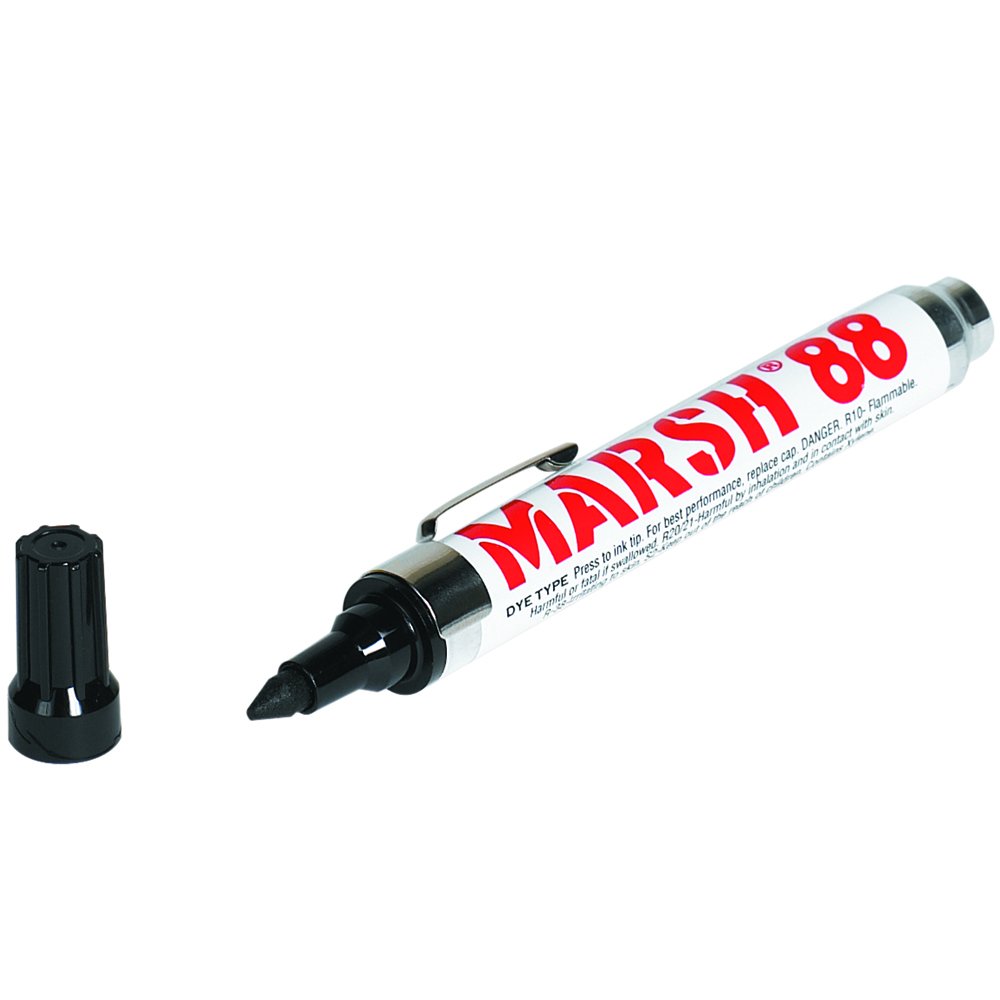 Aviditi Marsh 88 Permanent Marker Black - Large Ink Reservoir, Waterproof, Fast-Drying - Ideal for Labeling, Inventory, and Marking on Porous Surfaces in Office, Warehouse, and Industrial Settings - Case of 12