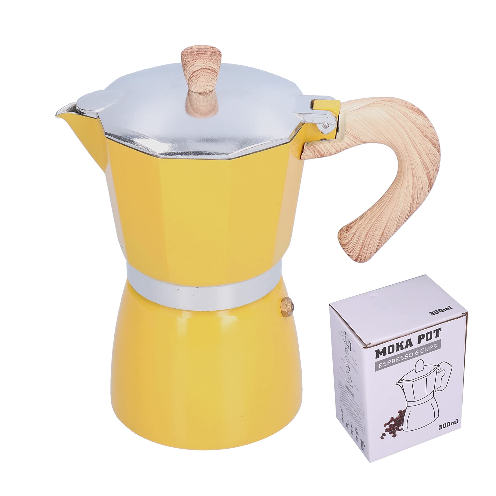 Premium Aluminum Alloy Coffee Maker with Comfortable Grip - Heat Resistant Drip Coffee Pot for Home & Office Use (Yellow) - Perfect for Morning Brews, Afternoon Pick-Me-Ups & Hosting Guests