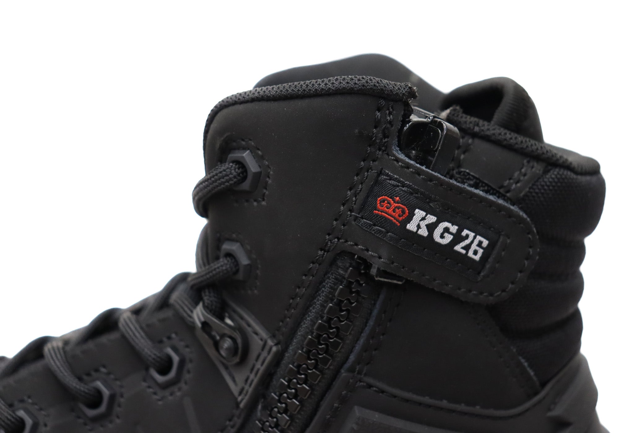 KingGee Men's Quantum Hybrid Zip Lace Composite Toe Work Boots - Black Safety Shoes for Construction, Warehouse & Outdoor Work