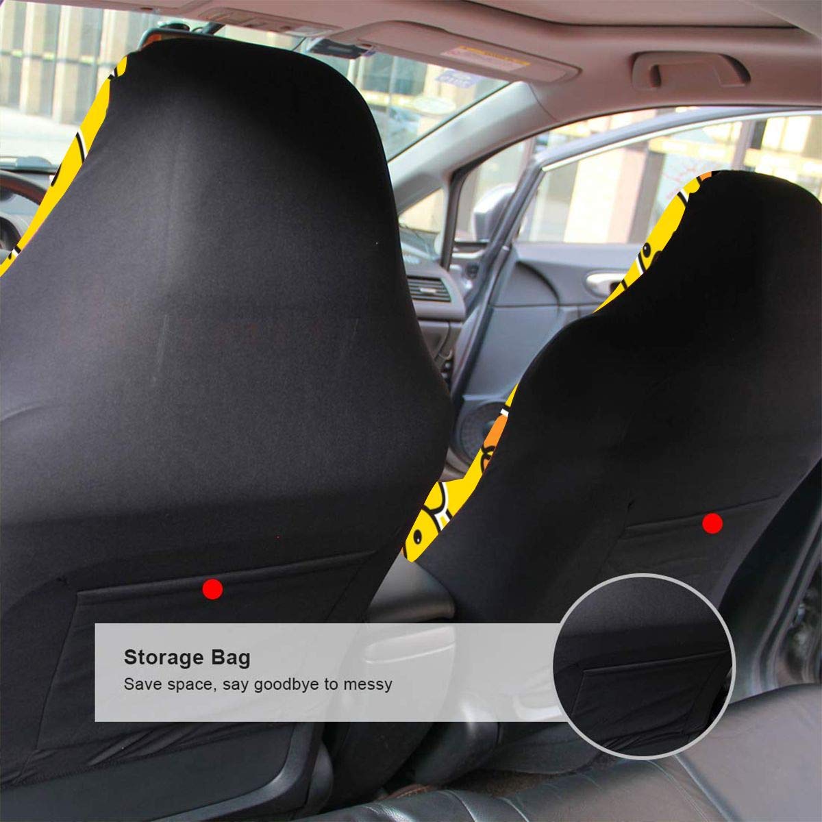 Cute Rubber Duck Car Seat Covers Set of 2 - Waterproof Vehicle Seat Protectors for Sedan, SUV & Auto Interior - Perfect for Kids, Pets & Daily Commute