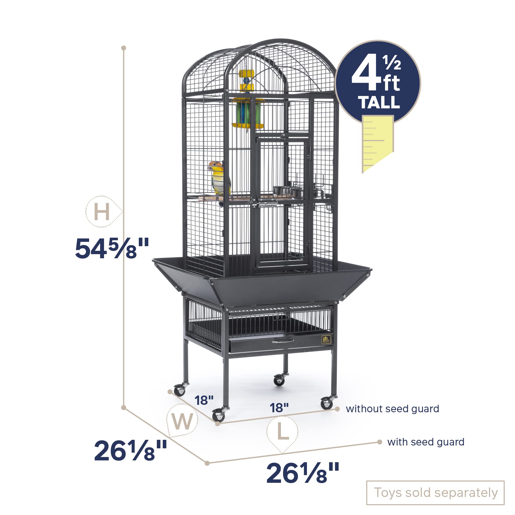 Prevue Pet Products 34511 Small Black Hammertone Bird Cage - Perfect for Parakeets, Finches & Canaries | Indoor Home & Office Aviary Decor