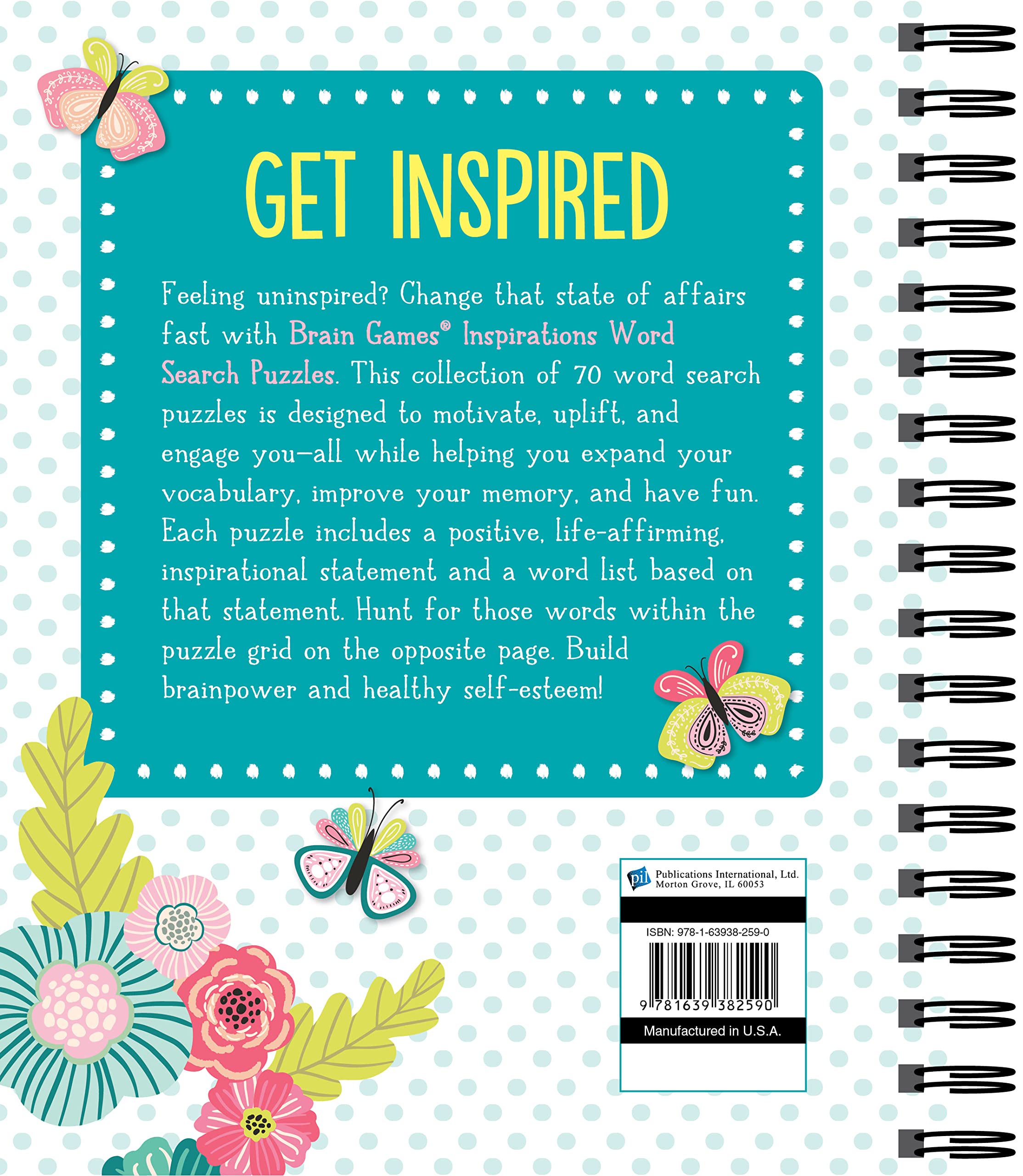 Brain Games - Inspirational Word Search Puzzles for Adults - Fun & Challenging Activity Book for Relaxation, Travel & Mental Stimulation