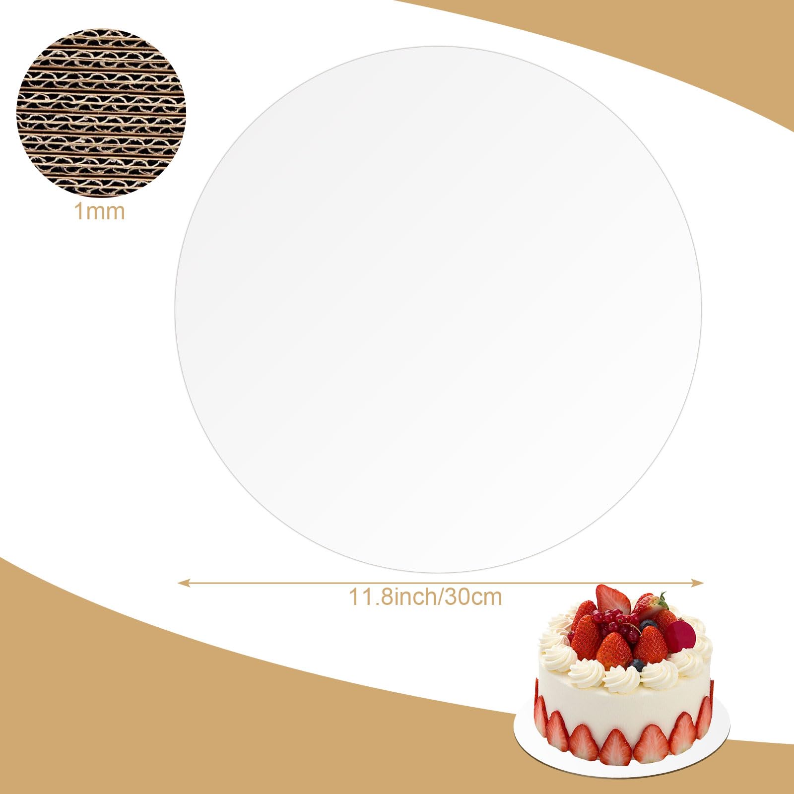 SHUESS 50-Pack 12 Inch White Disposable Cake Boards - Food Grade Oil-Proof Cardboard Rounds for Cake Decorating, Dessert Display & DIY Crafts | Perfect for Birthday Cakes, Wedding Desserts & Baking Projects