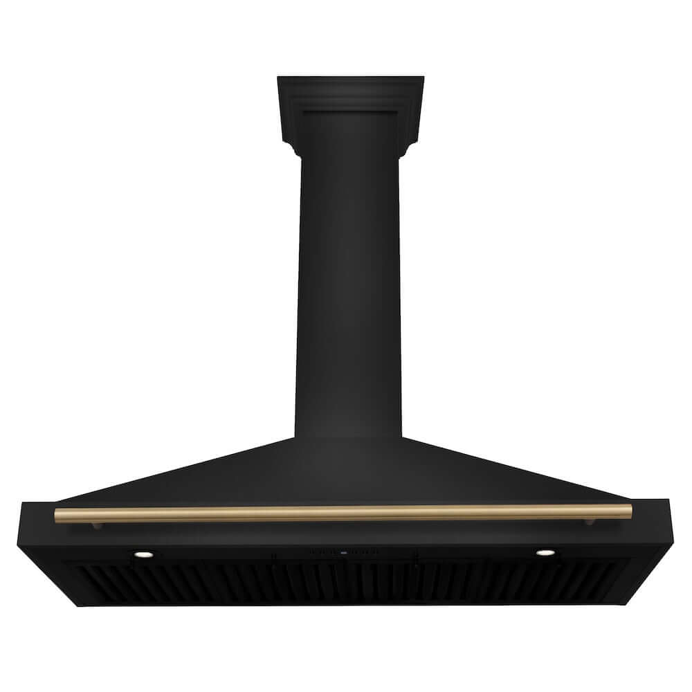 ZLINE Autograph Edition 48 Inch Black Stainless Steel Wall Mount Range Hood with Accent Handle (BSKB4Z 48) - Powerful Kitchen Ventilation for Modern Homes