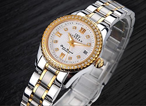Swiss Automatic Mechanical Watch for Men & Women - Diamond-Accented Two-Tone Couple Watches | Luxury Dress & Everyday Wear for Date Nights, Anniversaries & Special Occasions