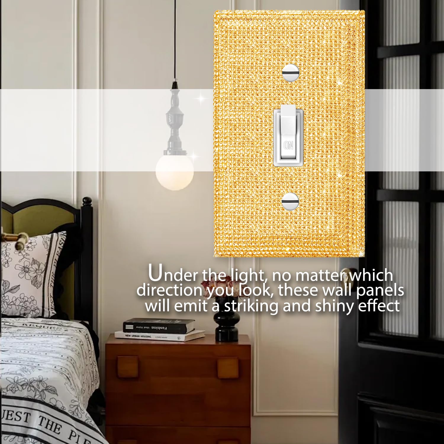 Elegant Silver & Gold Rhinestone Light Switch Cover - Decorative Wall Plate for Living Room, Bedroom, Bathroom - Shiny Switch Plate for Home Decor