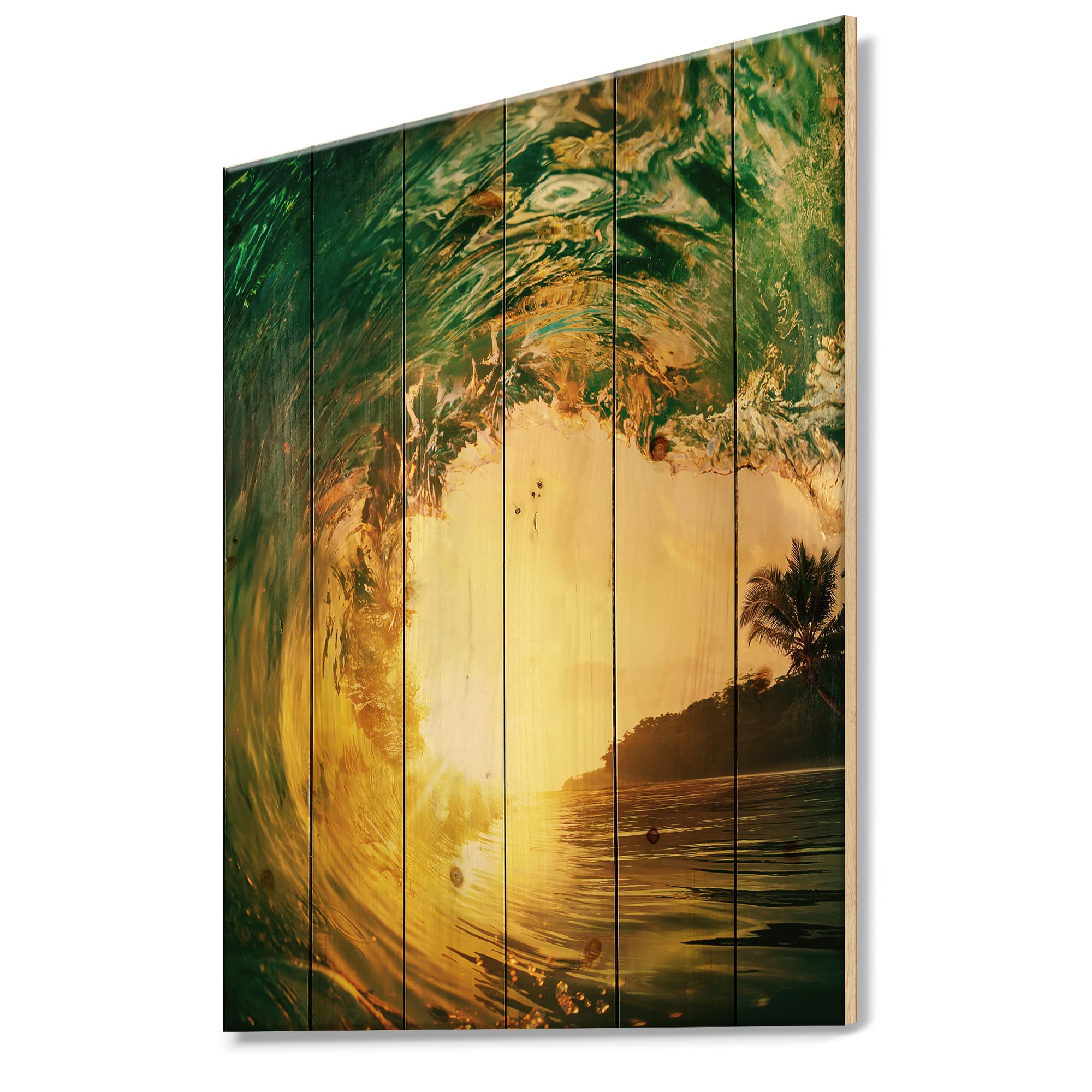 DesignQ Ocean Waves Wood Wall Art - Coastal Decor for Beach House
