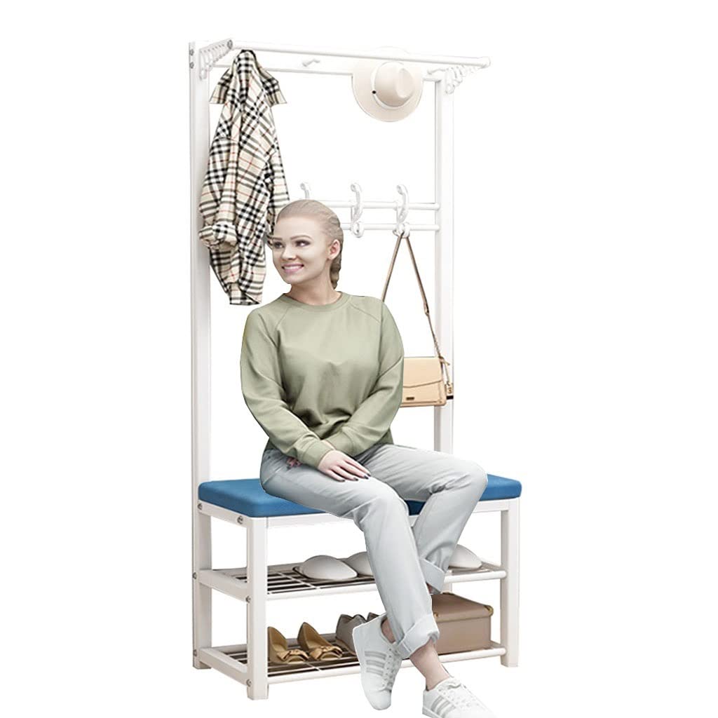 3-in-1 Entryway Organizer - Coat Rack with Shoe Storage Bench, 9 Hooks & Seat Cushion | Space-Saving Hall Tree for Home, Office & Bedroom | Perfect for Small Spaces & Entryway Organization