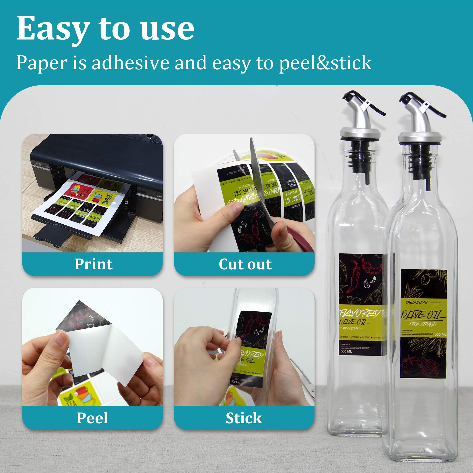 MECOLOUR Printable Glossy Sticker Paper 8.5