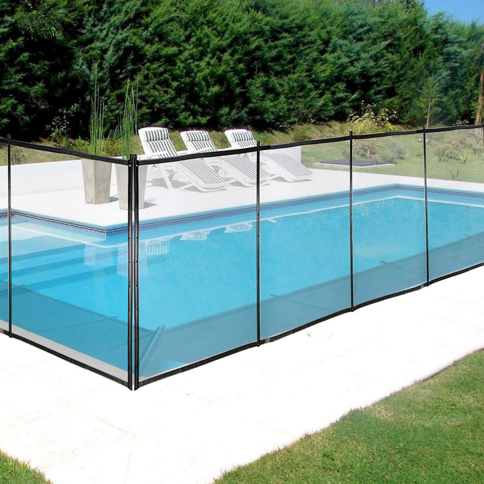 Happybuy 4FT x 72FT Removable Mesh Pool Fence for Inground Pools - DIY Child Safety Fencing, Black Swimming Pool Barrier to Protect Kids & Pets - Perfect for Backyard, Residential & Commercial Pool Safety