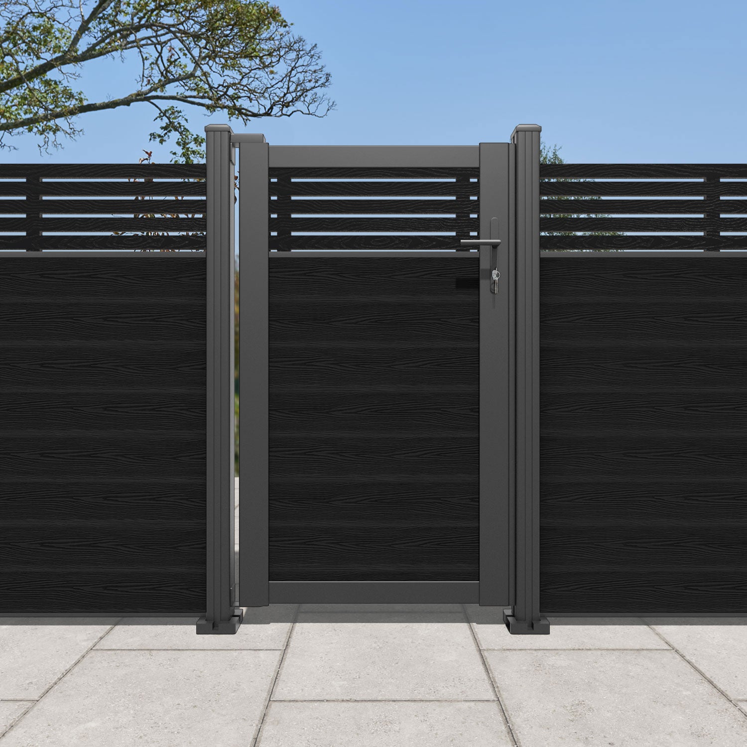 Classic Black Aspen Pedestrian Gate - Durable Steel Walkway Gate for Garden, Yard, and Driveway Entrance