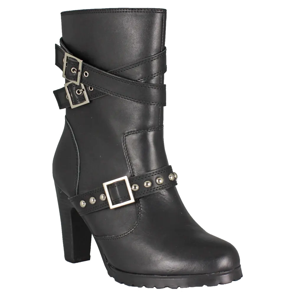 Ride Tec Women's 9.5 Inch High Heel Motorcycle Boots - Stylish & Comfortable Riding Boots for Women, Biker Fashion, Cruiser & Harley Davidson Motorcycles - Perfect for Daily Commute & Night Rides