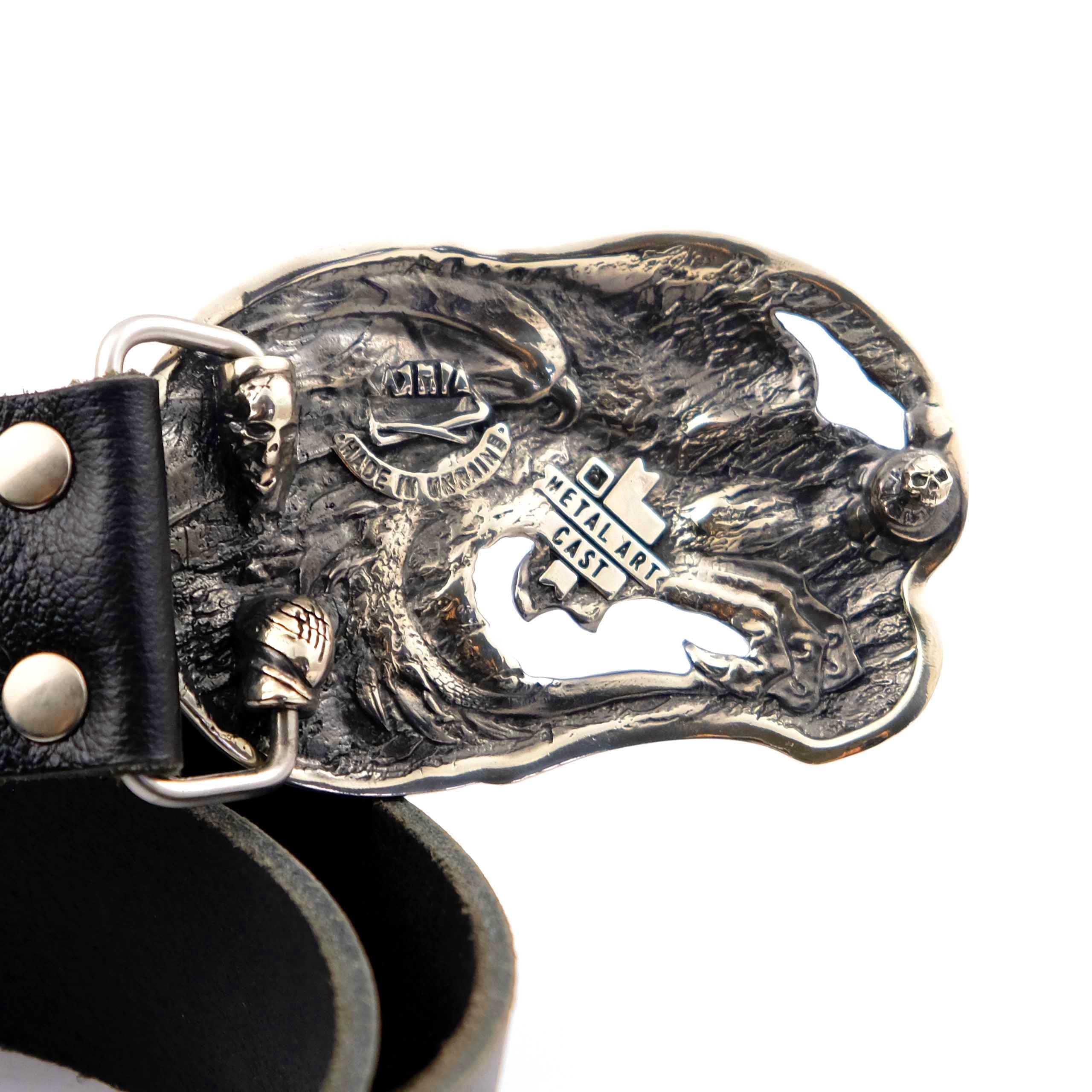 Handmade Jormungandr Dragon Head Belt Buckle - Solid German Silver Viking Style Accessory for Men's Leather Belts, Cosplay & Medieval Fashion