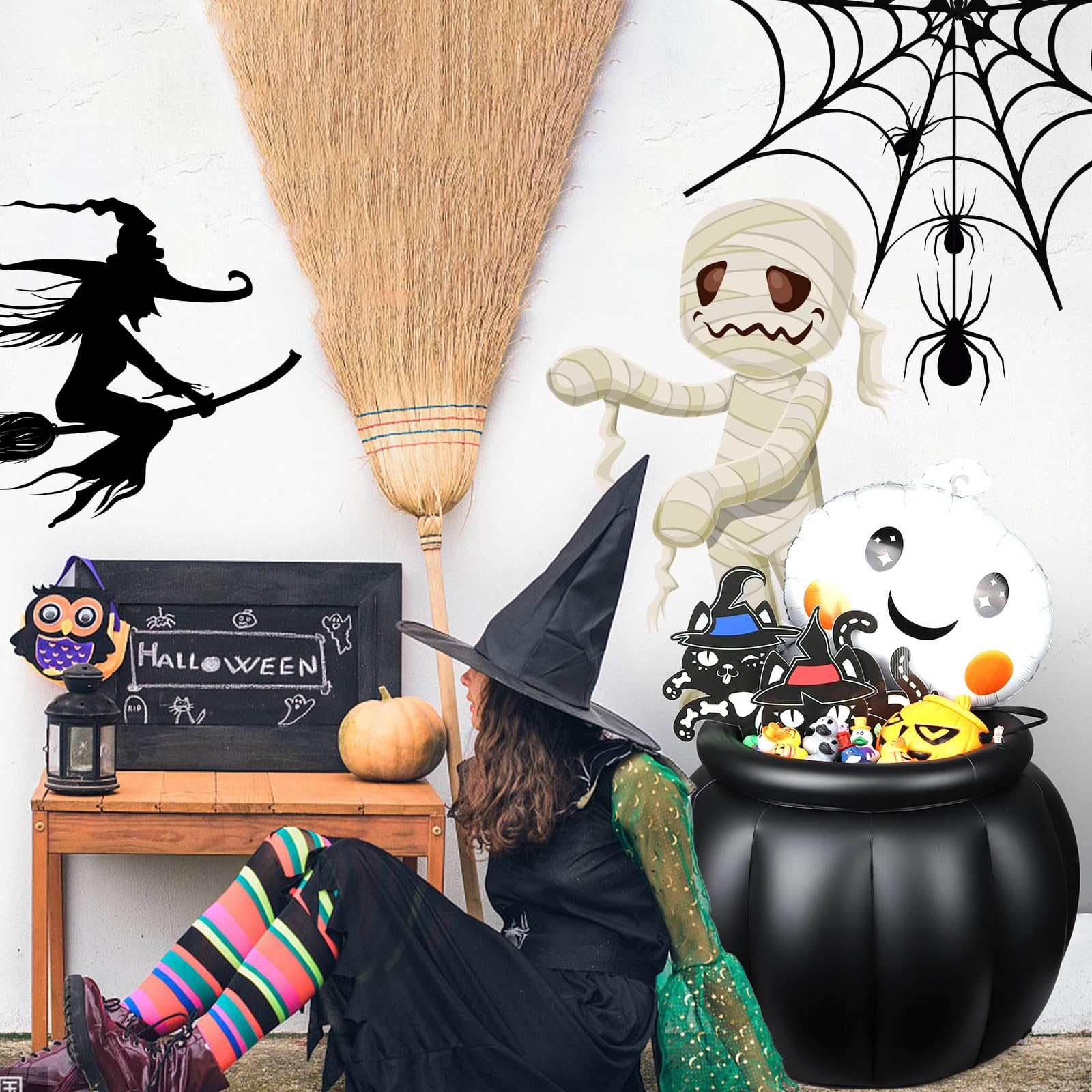 Halloween Inflatable Cooler - 22x18 Inch Witch Cauldron Ice Bucket for Drinks, Large Portable Party Cooler for Halloween Celebrations, Travel & Outdoor Gatherings - Perfect for Halloween Parties, BBQs, Camping & Beach Trips