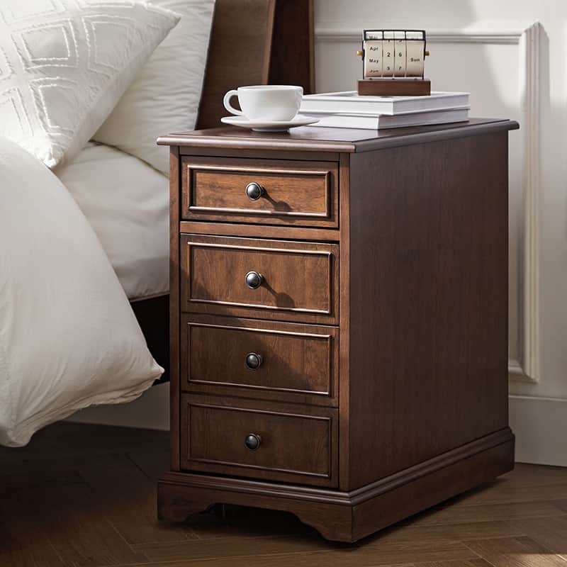 Roque Storage End Table with Hooded Wheels & Built-In Outlets - Optional Types - Perfect for Living Room, Bedroom, or Office Organization