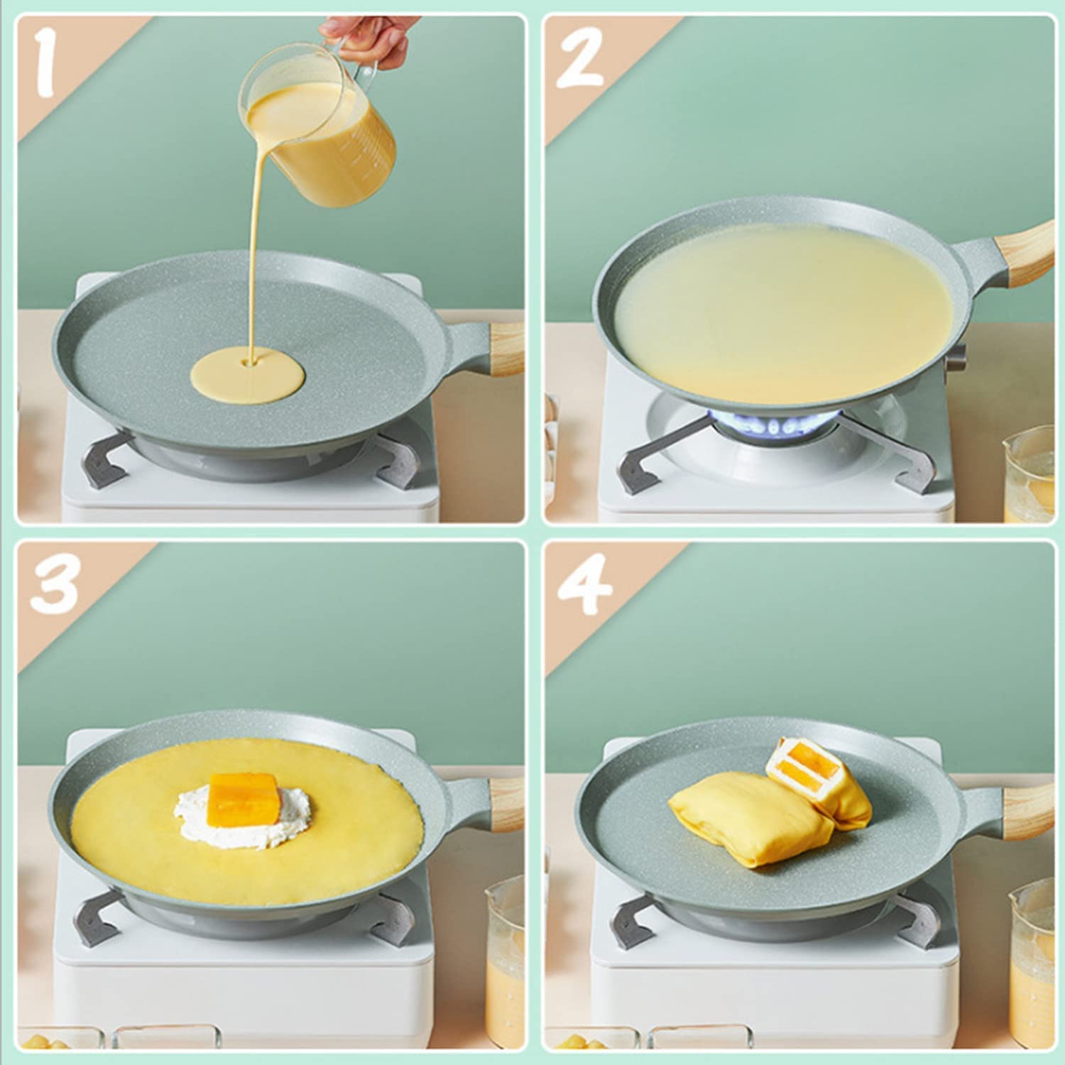Nonstick Egg Frying Pan - 20cm Induction Compatible Pancake Griddle with Ergonomic Handle for Omelettes, Crepes & Breakfast Cooking | Perfect for Home Kitchens & Camping Stoves