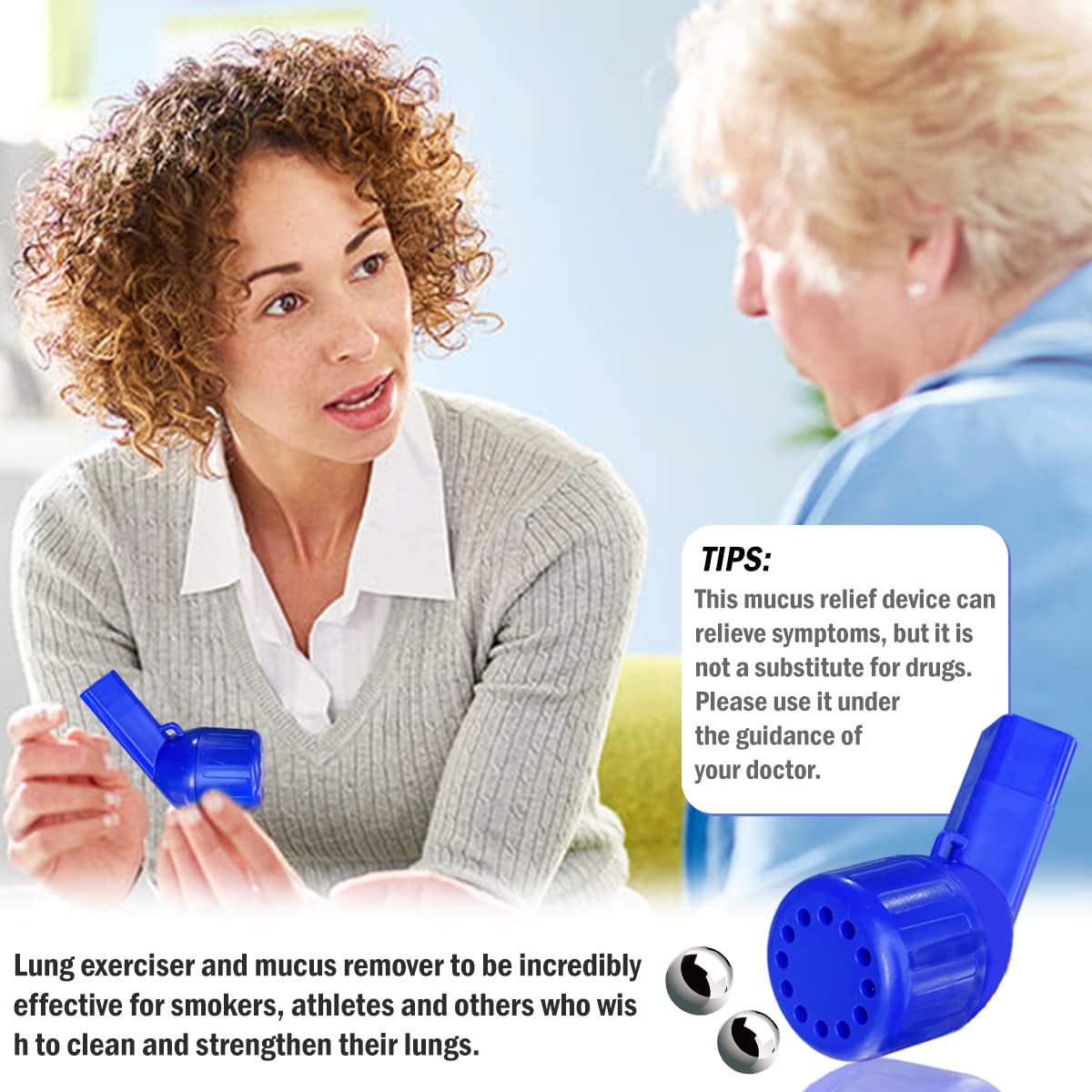 Mucus Clearance & Lung Exerciser Device - Breathing Therapy Aid for COPD, Asthma & Respiratory Health (2 Balls) - Perfect for Home Use, Post-Surgery Recovery & Daily Lung Cleansing