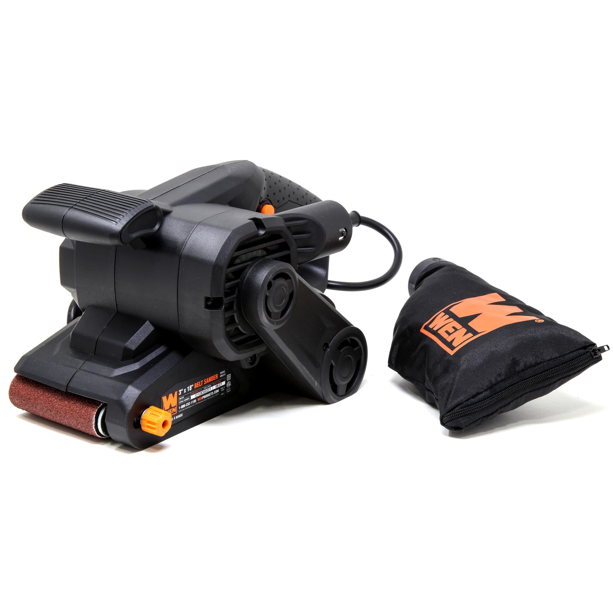 WEN HB6319 6.3 Amp 3x18 Inch Handheld Portable Belt Sander - Powerful Woodworking Tool for Sanding Floors, Furniture & DIY Projects
